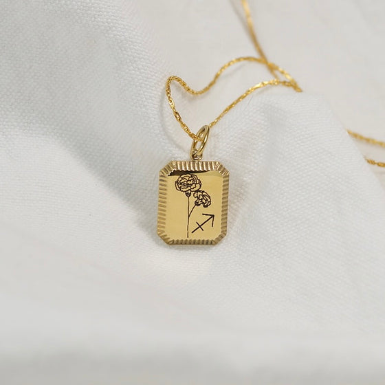 Zodiac and Bloom Pendant Necklace