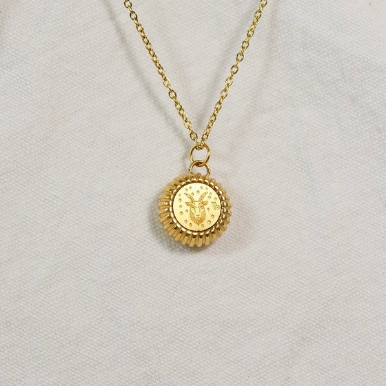 Zodiac Coin Pendant Necklace